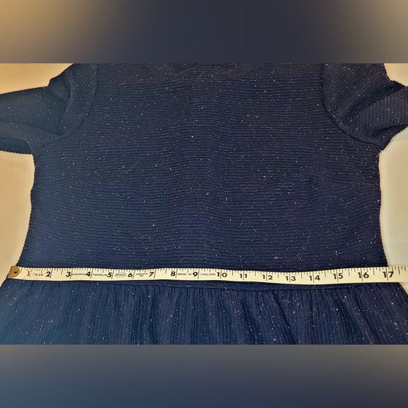 LOFT Flecked Button Back Swing Dress in Blue Multi - Size Small - Picture 9 of 11